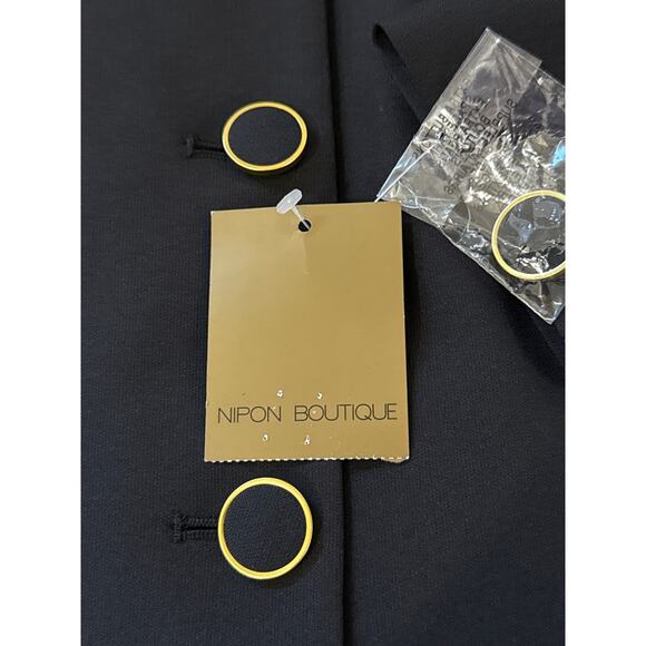NIPON‎ BOUTIQUE SQUARE NECK BUTTON FRONT BLAZER IN BLACK NWT WOMEN'S SIZE 8 - Picture 7 of 12